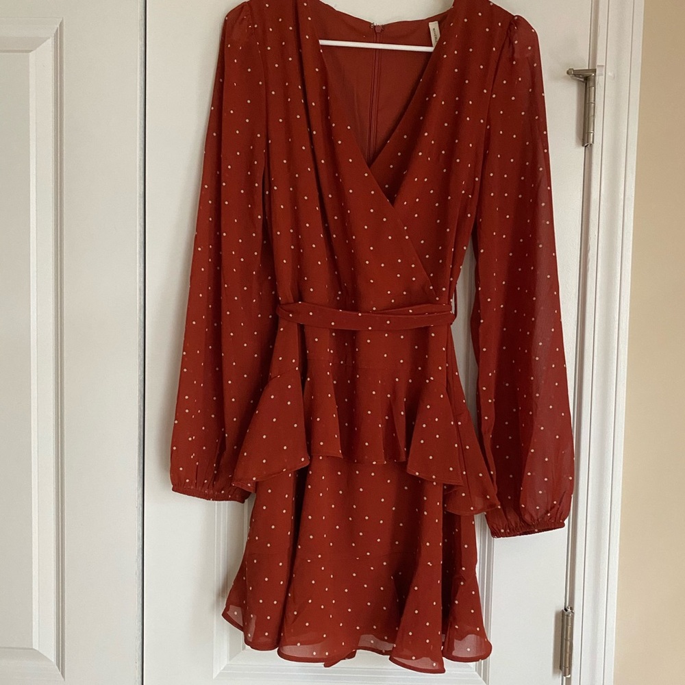 Polka Dot Chiffon V-neck Dress